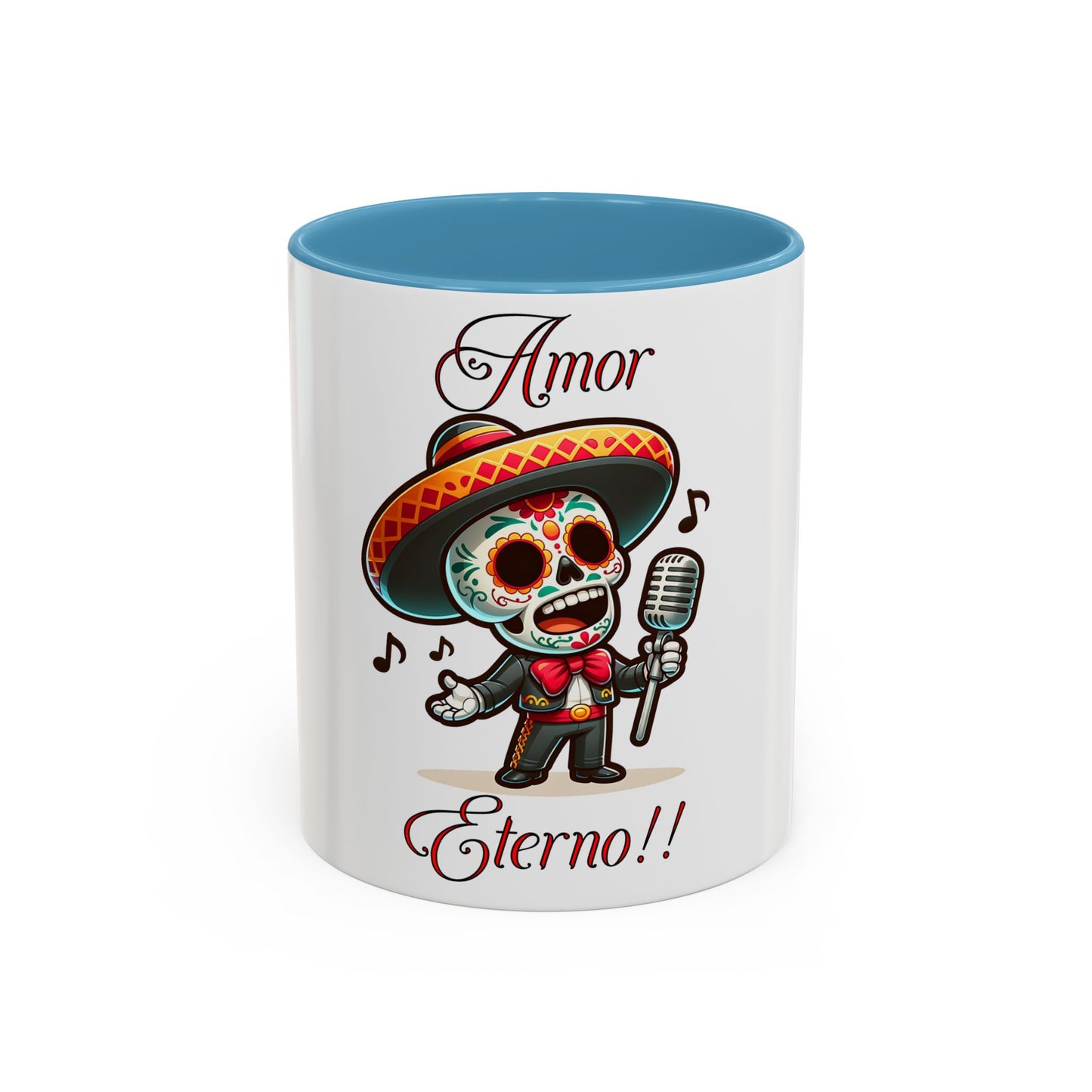 Amor Eterno Mug, Dia De Los Muertos, Day Of The Dead, Sugar Skull, Mariachi Singer Mug