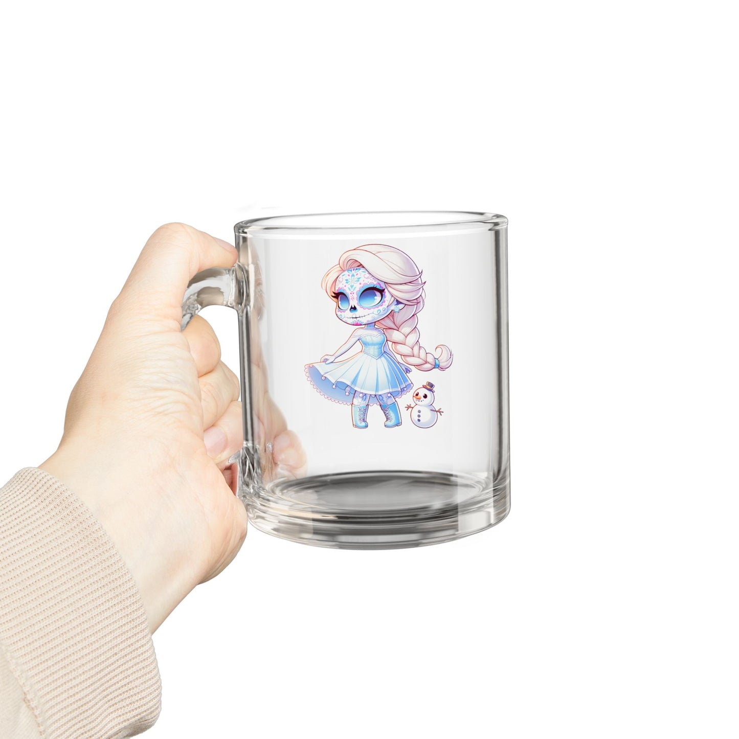 Elsa Cute Character Glass Mug, 10oz | Adorable Gift for Disney Fans, Coffee Lover's Mug, Unique Collectible