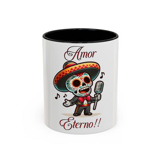Amor Eterno Mug, Dia De Los Muertos, Day Of The Dead, Sugar Skull, Mariachi Singer Mug