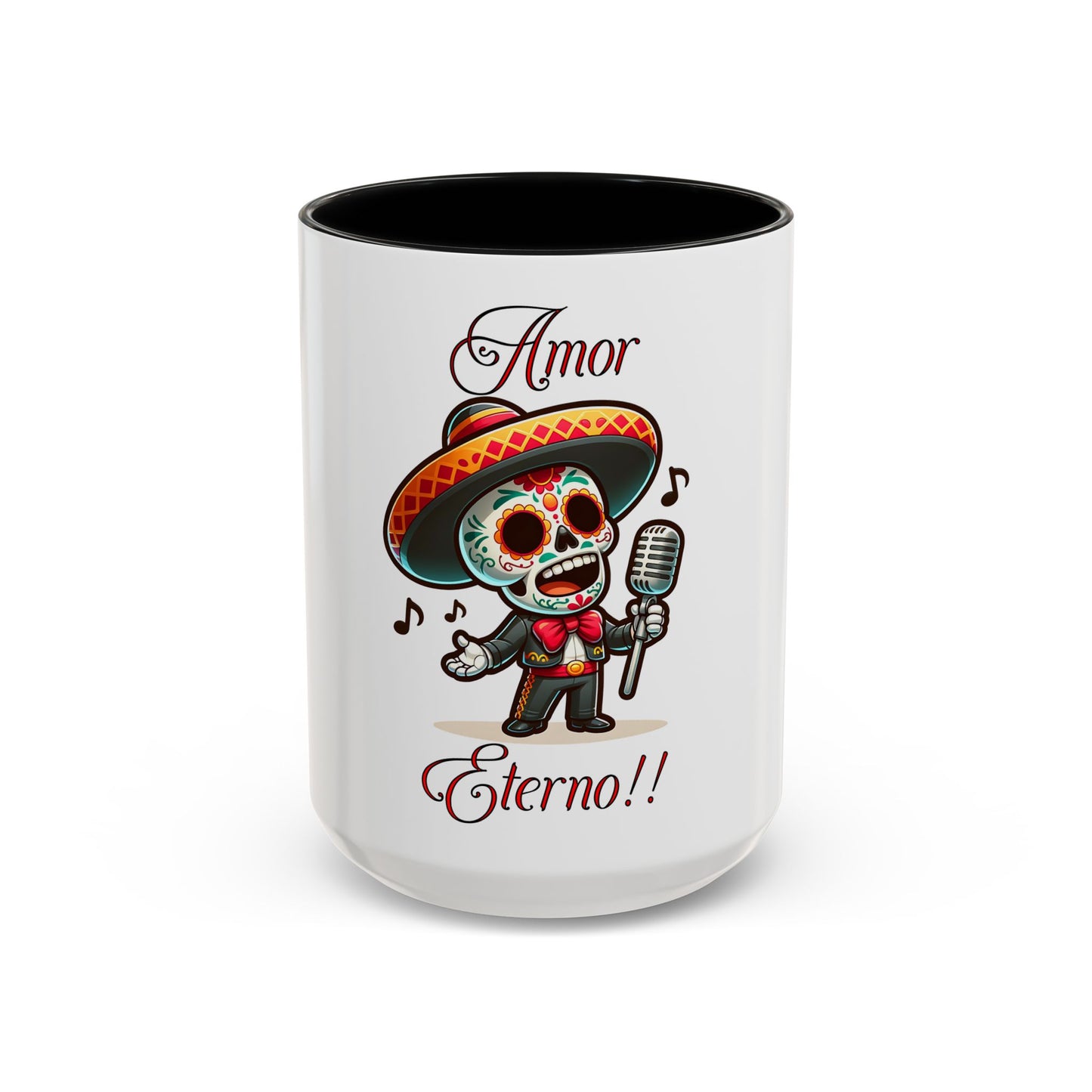 Amor Eterno Mug, Dia De Los Muertos, Day Of The Dead, Sugar Skull, Mariachi Singer Mug