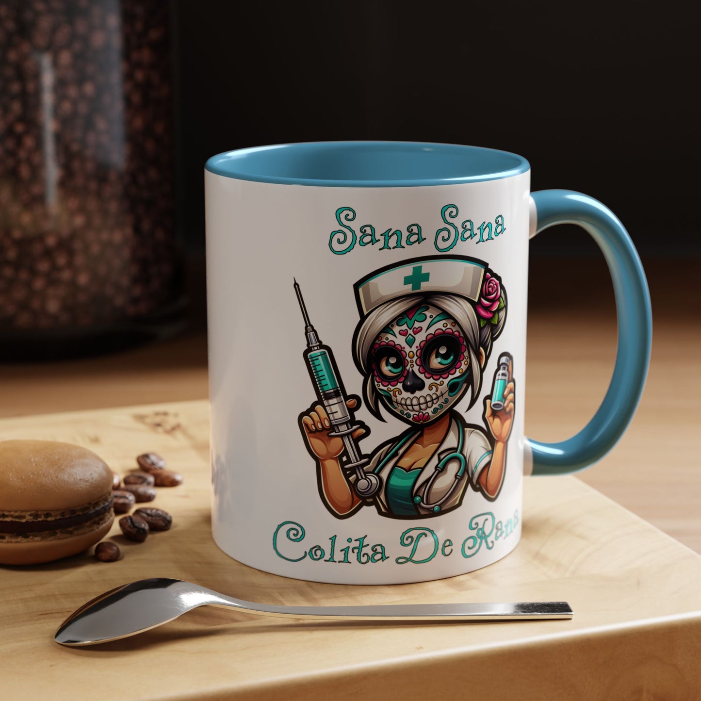 Sana Sana Colita De Rana Mug, Nurse, Boo Boo, Ouchie, Sugar Skull, Dia De Los Muertos Mug