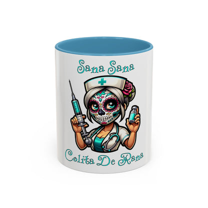 Sana Sana Colita De Rana Mug, Nurse, Boo Boo, Ouchie, Sugar Skull, Dia De Los Muertos Mug