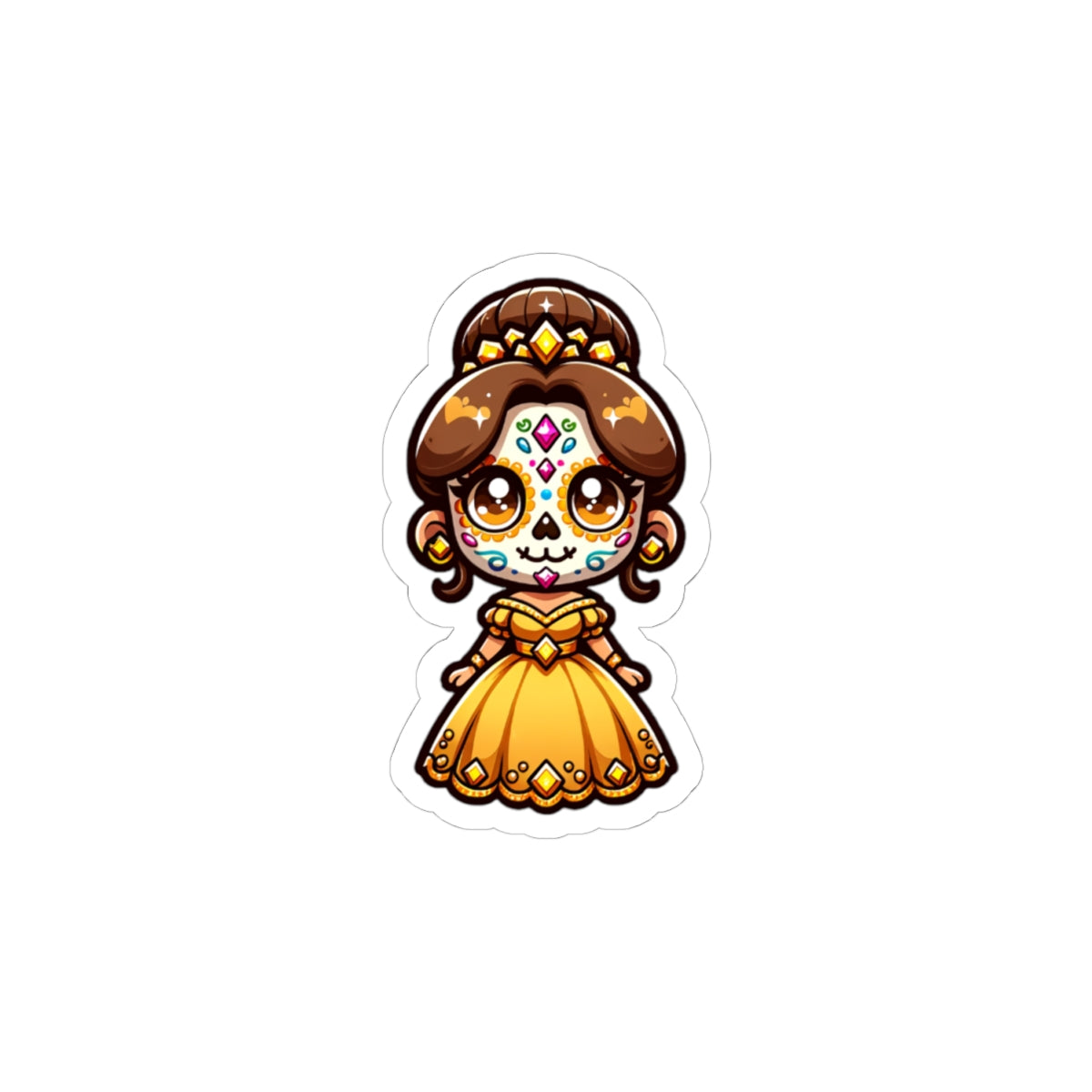 BELLE!!! Charming Dia de los Muertos Princess Stickers, Cute Stickers for Laptop, Phone, Scrapbooking, Gifts, Halloween Decor