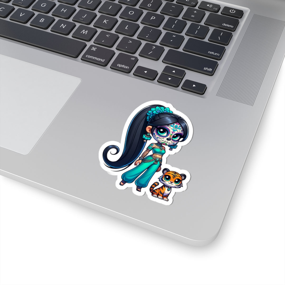 Jasmine Day of the Dead Princess Stickers, Colorful Skull Stickers, Laptop Decals, Unique Gifts for Fans of Día de los Muertos