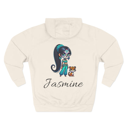 Princess Jasmine Fleece Hoodie, Cozy Cartoon Sweatshirt for Winter, Perfect Gift for Kids, Fun Illustration Hoodie, Cute Casual Wear