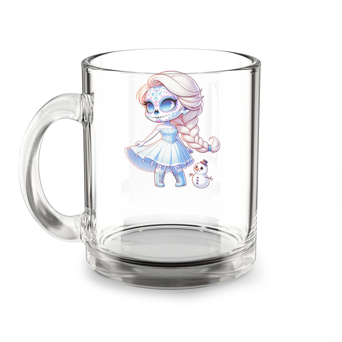 Elsa Cute Character Glass Mug, 10oz | Adorable Gift for Disney Fans, Coffee Lover's Mug, Unique Collectible