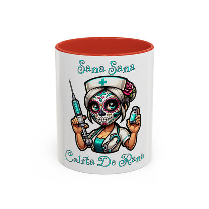 Sana Sana Colita De Rana Mug, Nurse, Boo Boo, Ouchie, Sugar Skull, Dia De Los Muertos Mug