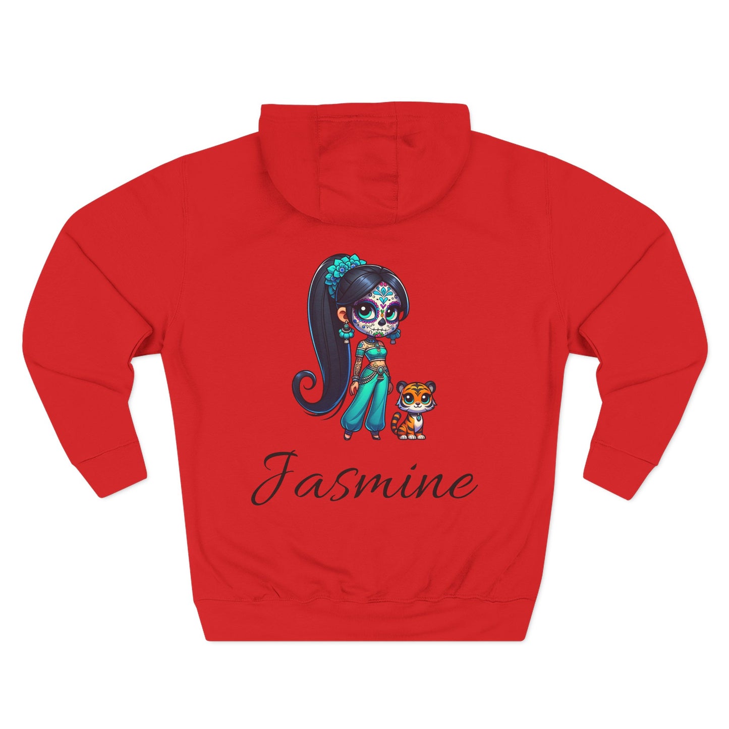 Princess Jasmine Fleece Hoodie, Cozy Cartoon Sweatshirt for Winter, Perfect Gift for Kids, Fun Illustration Hoodie, Cute Casual Wear