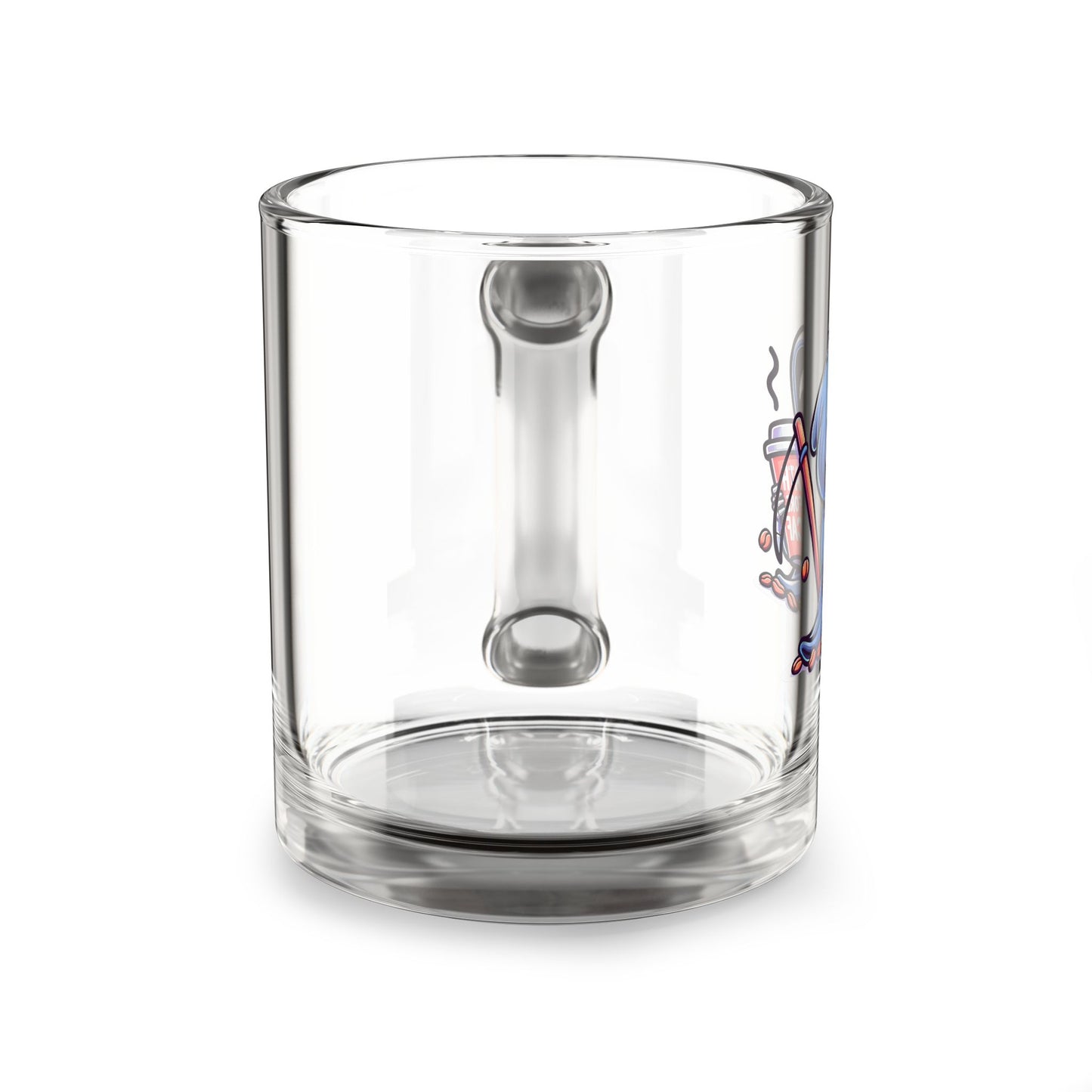 DEATH OVER DECAF!!! Glass Mug, 10oz Coffee Mug, Perfect Gift for Halloween, Unique Skull Mug, Quirky Kitchen Decor, Birthday Gift Idea