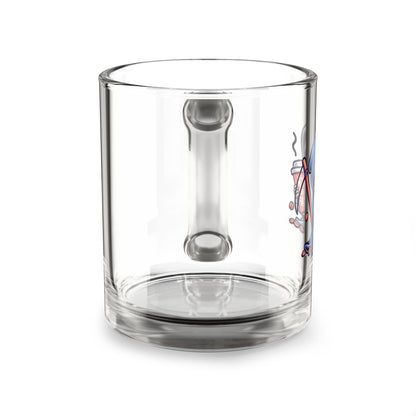 DEATH OVER DECAF!!! Glass Mug, 10oz Coffee Mug, Perfect Gift for Halloween, Unique Skull Mug, Quirky Kitchen Decor, Birthday Gift Idea