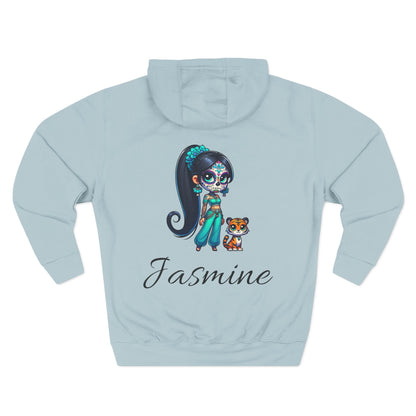 Princess Jasmine Fleece Hoodie, Cozy Cartoon Sweatshirt for Winter, Perfect Gift for Kids, Fun Illustration Hoodie, Cute Casual Wear