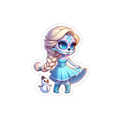 Elsa!!! Cute Sugar Skull Princess Stickers, Laptop Decals, Halloween Decor, Dia de los Muertos, Gift for Teens