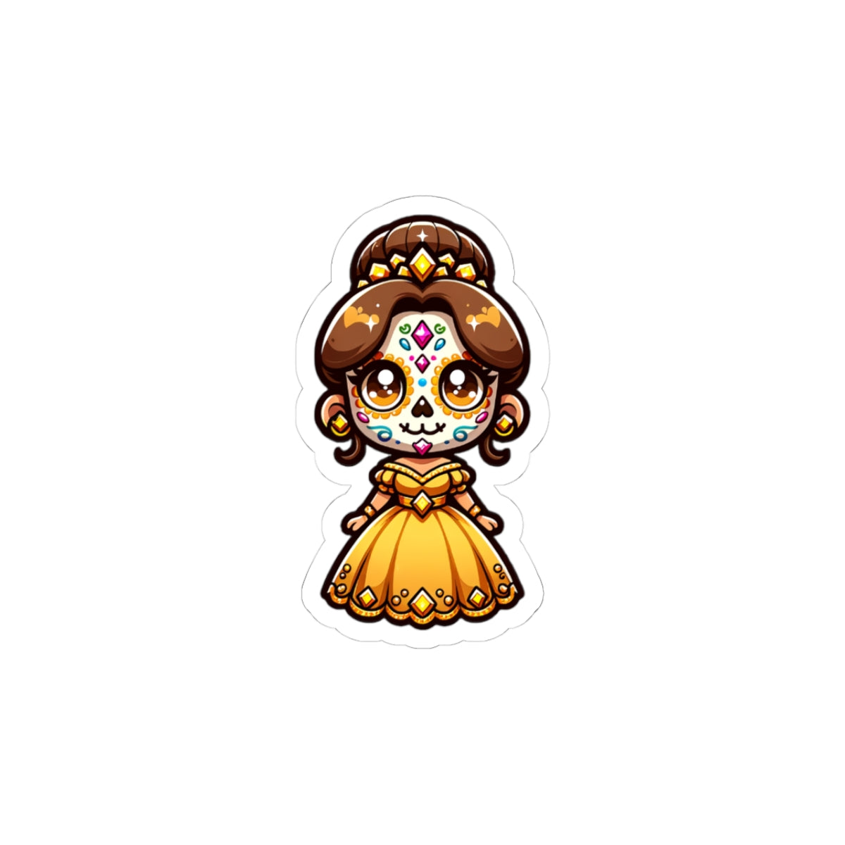 BELLE!!! Charming Dia de los Muertos Princess Stickers, Cute Stickers for Laptop, Phone, Scrapbooking, Gifts, Halloween Decor