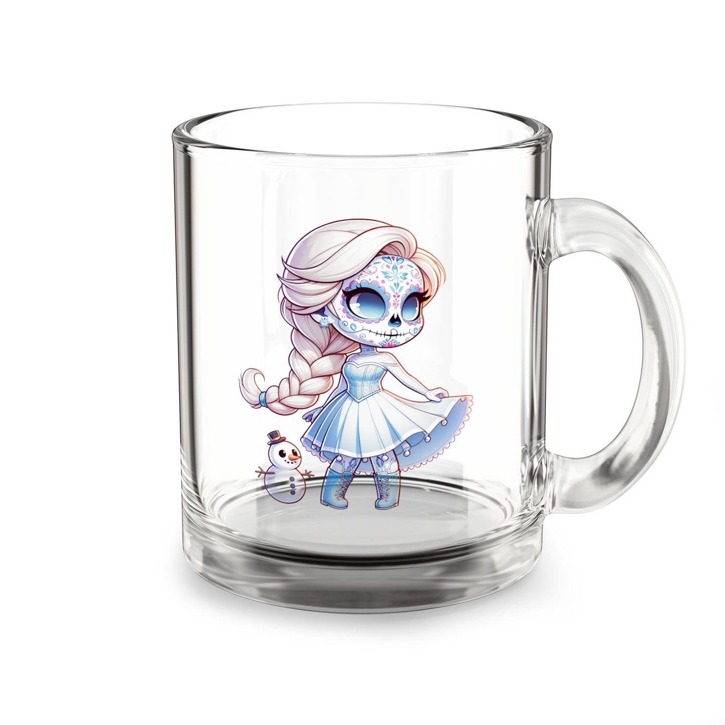Elsa Cute Character Glass Mug, 10oz | Adorable Gift for Disney Fans, Coffee Lover's Mug, Unique Collectible