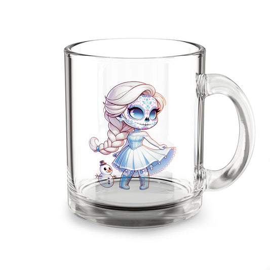 Elsa Cute Character Glass Mug, 10oz | Adorable Gift for Disney Fans, Coffee Lover's Mug, Unique Collectible