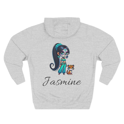 Princess Jasmine Fleece Hoodie, Cozy Cartoon Sweatshirt for Winter, Perfect Gift for Kids, Fun Illustration Hoodie, Cute Casual Wear